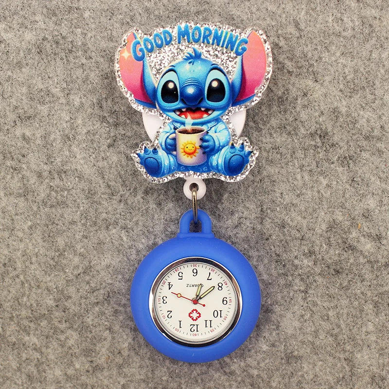 Cute Friends Pig Bear Blue Mouse Style Pocket Watch Retractable And With Clip For Men And Women Good Vibrations