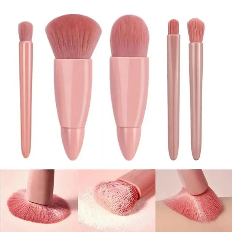 5pcs Travel Size Makeup Brushes Set Mini Makeup Brushes, Small Complete Function Cosmetic Brushes Kit With Case And Mirror Perfe Good Vibrations