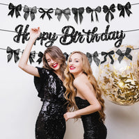 Black Bow Tie Party Disposable Tableware Sets Plates Cups Napkins Tablecloth For Wedding Birthday Party Dinnerware Decoration Good Vibrations