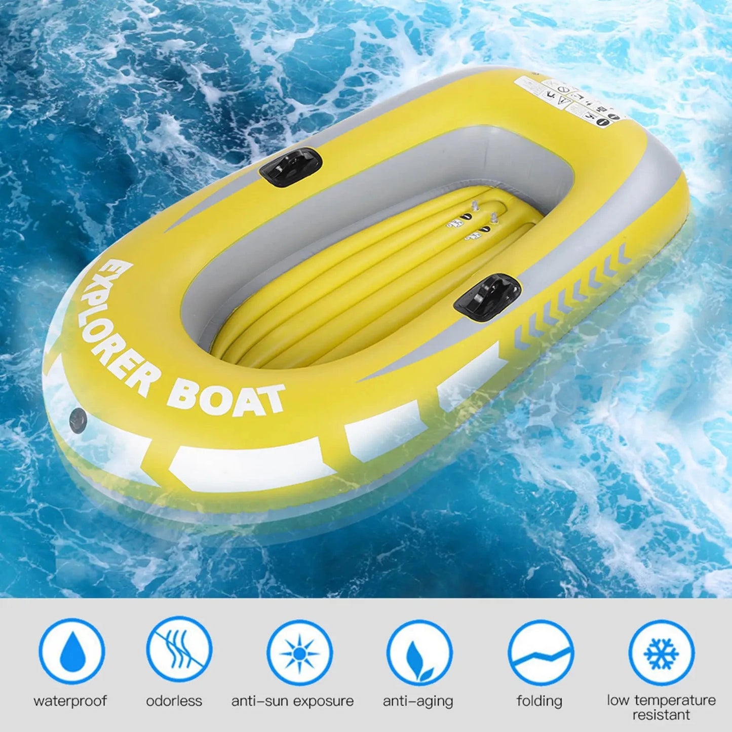 Inflatable Canoe Inflatable Kayak Inflatable Boat PVC Inflatable Kayak Canoe 2 Person Rowing Air Boat Fishing Drifting Diving Good Vibrations