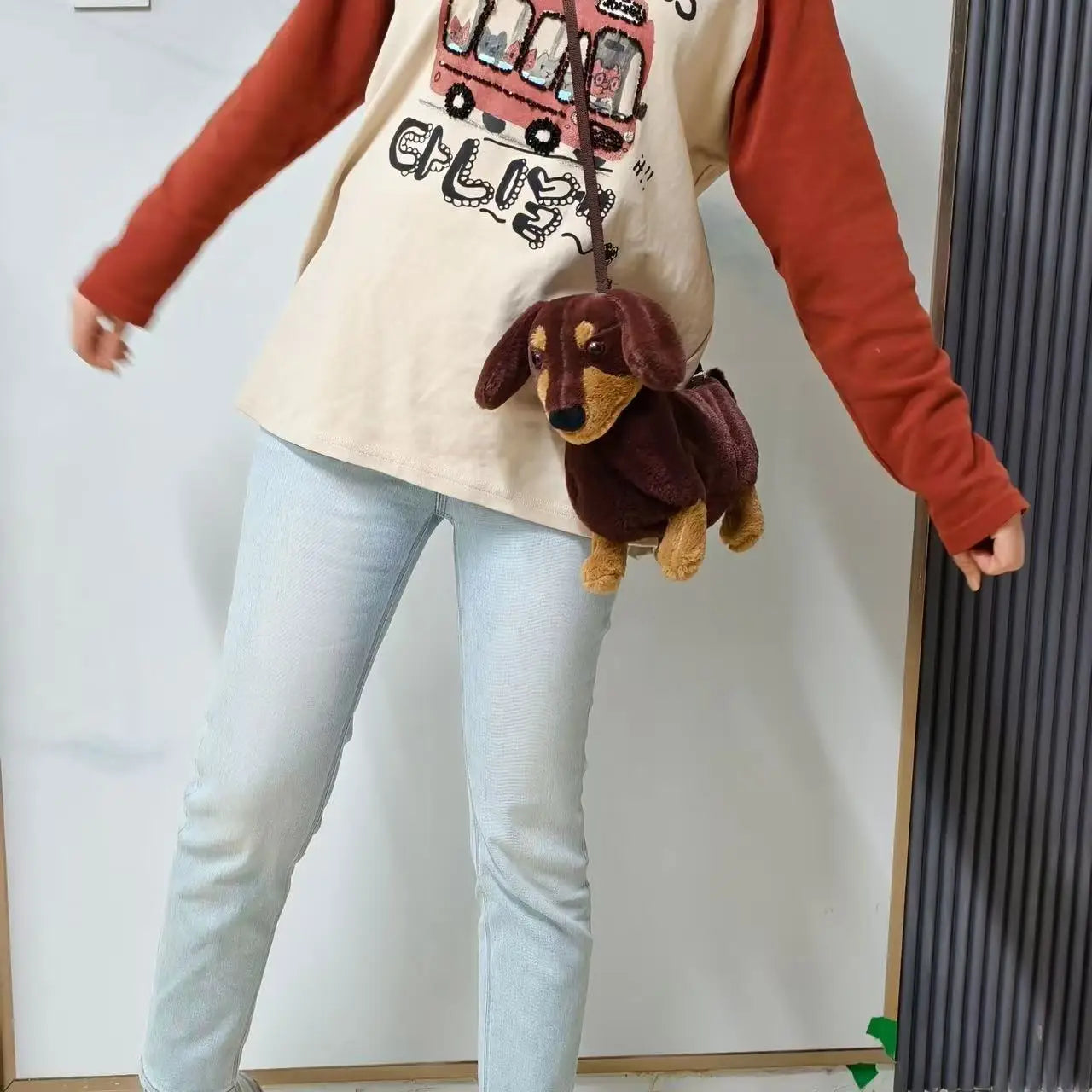 Sausage Dog Plush Backpacks Kawaii Puppy Soft Stuffted Bag Versatile Plush Backpacks Cartoon Plush Shoulder Bag Gift for friend Good Vibrations