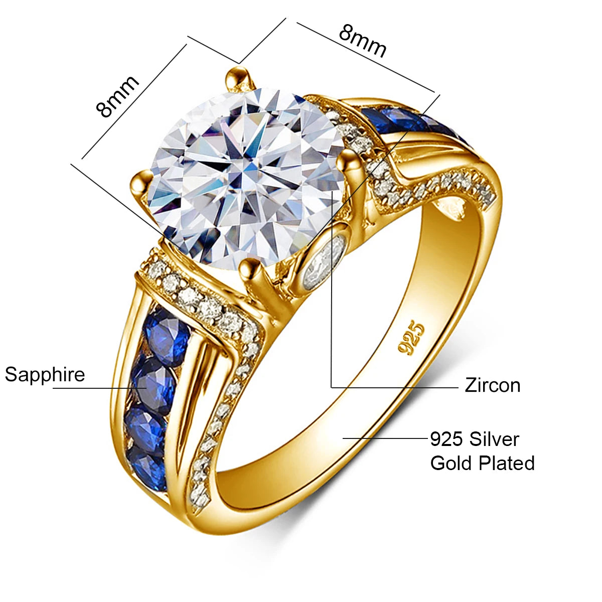 Certified D Color VVS1 2ct Moissanite Diamond Ring For Women 100% Sterling Silver Good Quality Wedding Jewelry Pass Diamond Test Good Vibrations