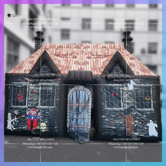 Inflatable Haunted House Funny Halloween 6m Spooky Playhouse Air Blow Up Bar Tent For Party Event Good Vibrations