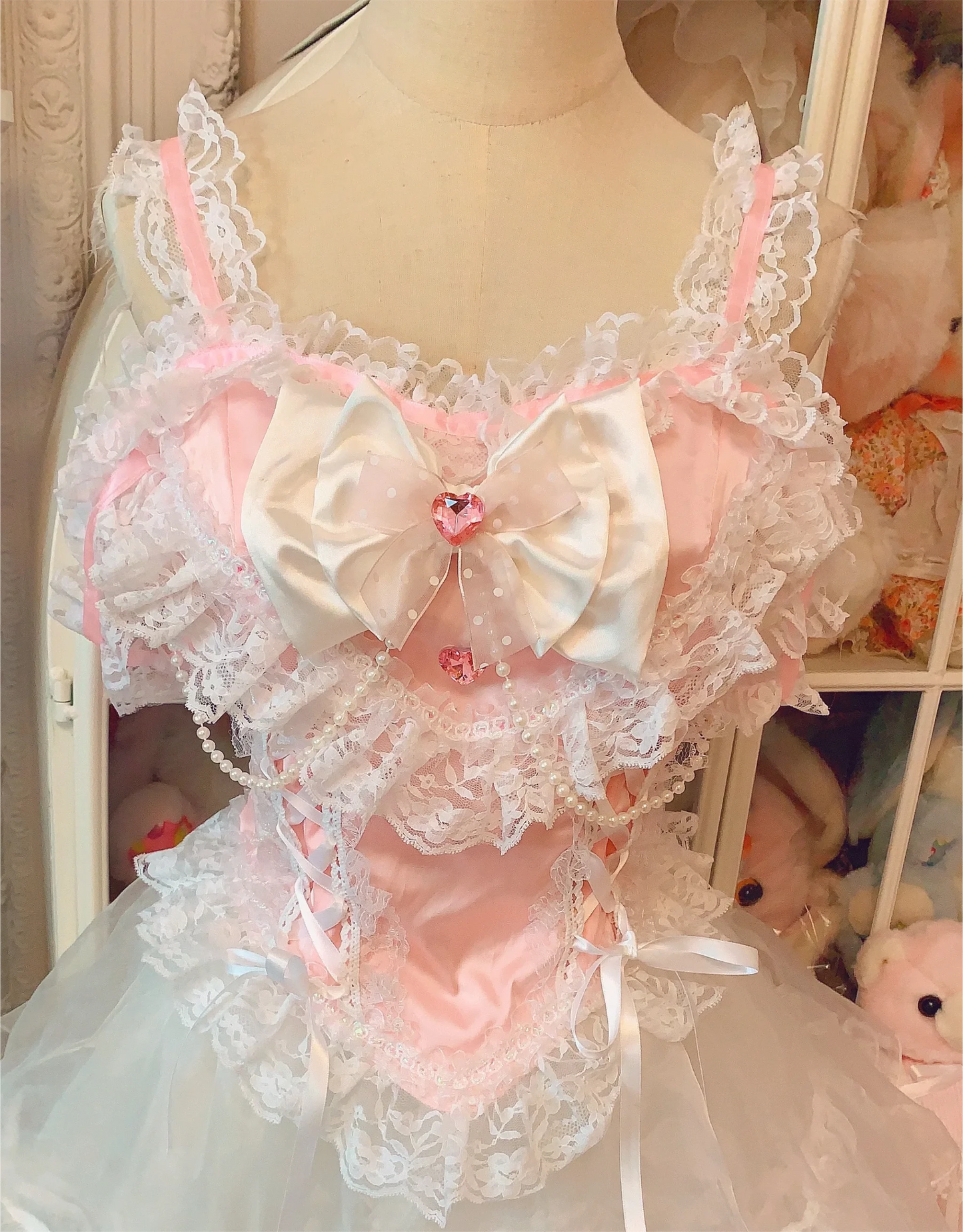 Sweet Cute Heavy Industry Skirt Sets Bow Lace Vest Mini Y2K GOOD Vibrations