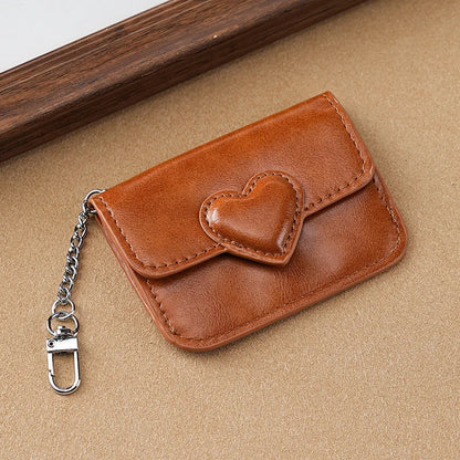 PULeather Card Holder Purse Women Cute Heart Shaped Small Wallet Multi-card Anti-magnetic Card Holder Travel Cash Coin Bag Good Vibrations
