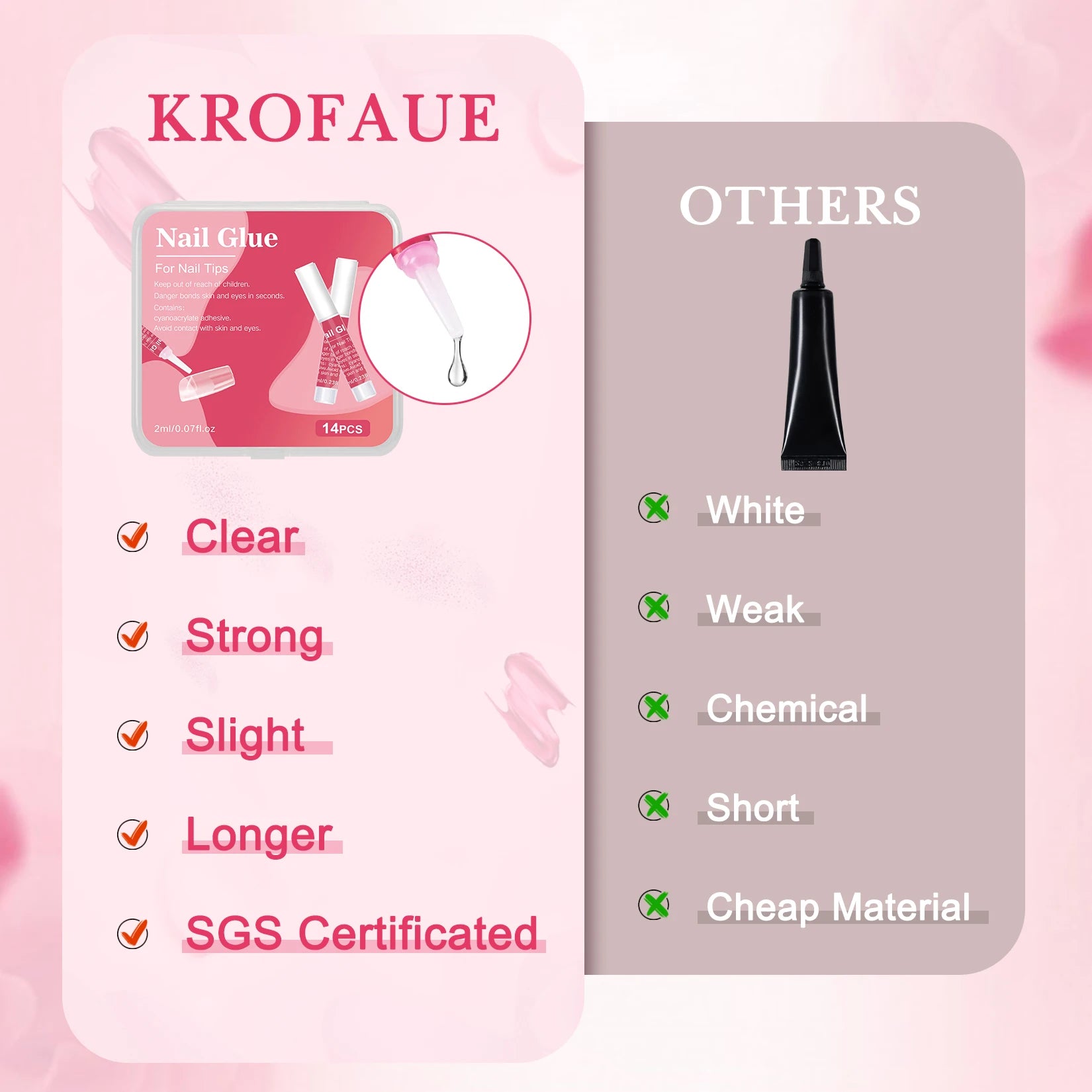 14PCS Nail Glue for Press on Nails for Nail Tips Acrylic Nail Glue Long Lasting Super Strong Nail Glue for Nails Salon Good Vibrations