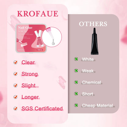 14PCS Nail Glue for Press on Nails for Nail Tips Acrylic Nail Glue Long Lasting Super Strong Nail Glue for Nails Salon Good Vibrations