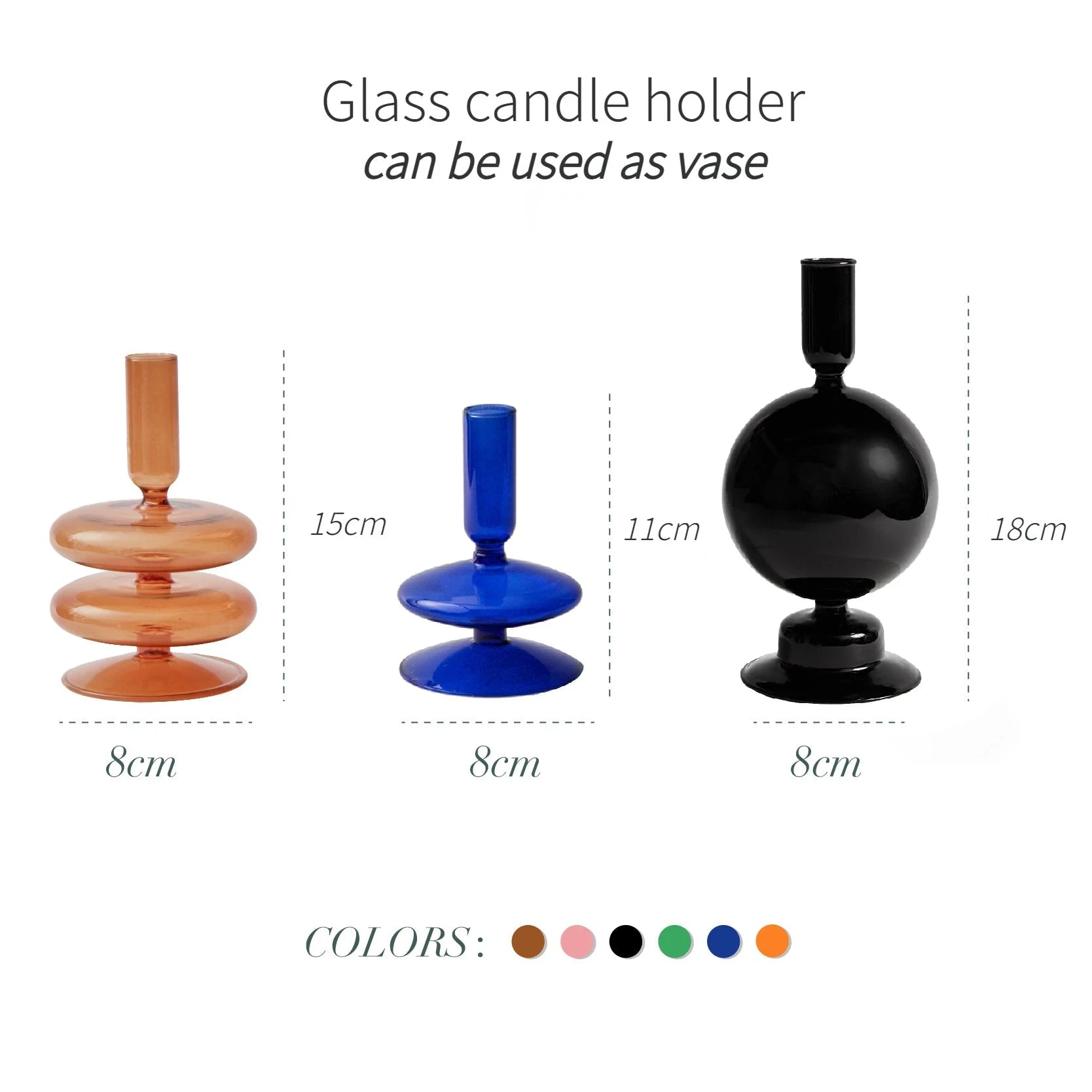 Floriddle Taper Candle Holders Glass Candlesticks for Home Wedding Table Decoration Glass Vase Table Bookshelf Candles Stand Good Vibrations