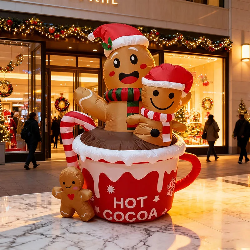 Inflatable LED Decorations Christmas Season, Gardens, Shopping Malls Christmas Plush Bears, Dinosaurs, Cocoa Cup Inflatables Good Vibrations