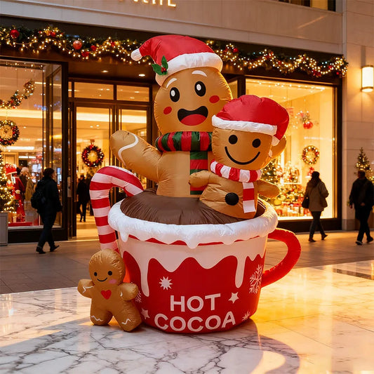 Inflatable LED Decorations Christmas Season, Gardens, Shopping Malls Christmas Plush Bears, Dinosaurs, Cocoa Cup Inflatables Good Vibrations
