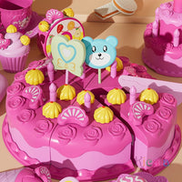 Birthday Cake Toy Play Food Set Realistic Simulation Blowing Candle Kids Pretend Play Dessert Fruit DIY Toy Birthday Gift Good Vibrations