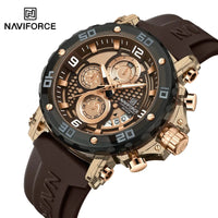 NAVIFORCE for Men Silicone Strap Luxury Fashion Quartz Watches Wrist watch Sports Chronograph 5TM Waterproof Male Watches GIfts Good Vibrations