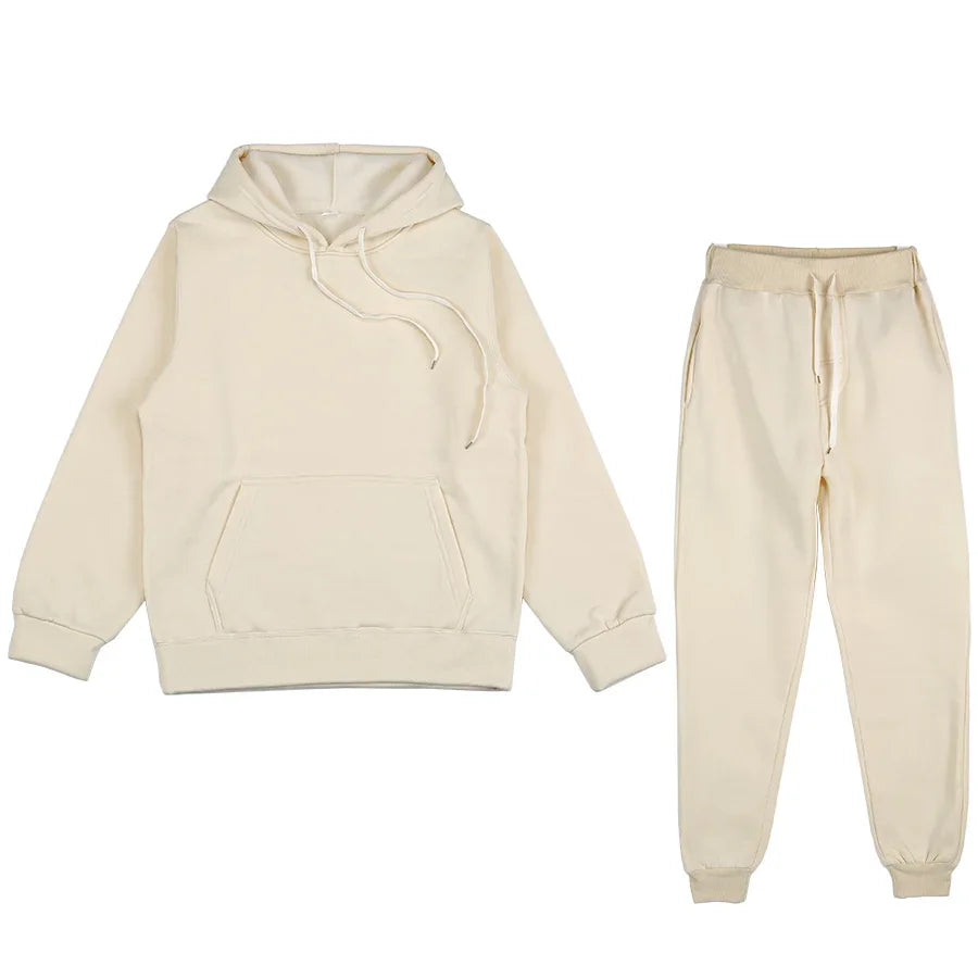 Men's Autumn and Winter New Solid Color Hoodie+pants Two-piece Set Fashionable Casual Sports Set Size S-3XL Good Vibrations