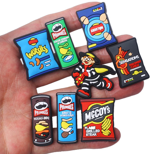 7-18pcs/SET Crisps Plush Toy Series for Shoe Charms Accessories DIY Decoration for Classic Clog Kids Gifts Good Vibrations