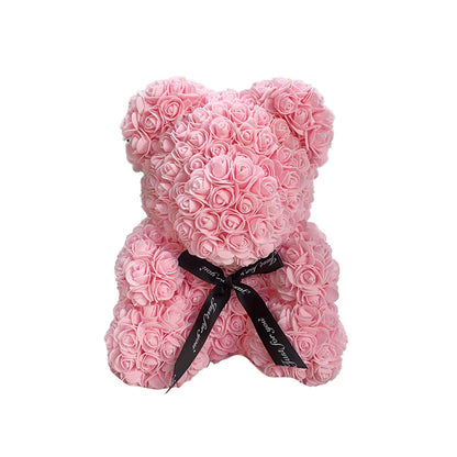 Rose Bear NEW Valentines Day Gifts 25cm Flower Bears Artificial Floral Decorations Mother' DAY Gift For Girlfriend Festival And Good Vibrations