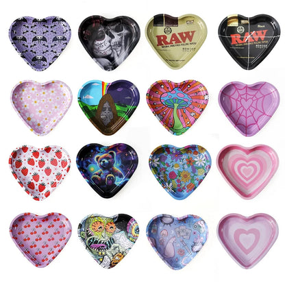 Love-Shaped Cigarette Tray Tobacco Metal Rolling Tray 16.5x18CM Plate Cmoking Smoking Accessories Storage Tray Good Vibrations Adult Super Store