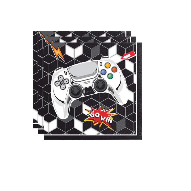 Video Game Party Supplies Set Birthday Decorations Happy Birthday Gaming Backdrop Game On Table Covers Gamer Banner Balloons Good Vibrations