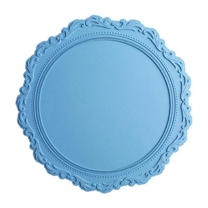 34CM Silicone Placemat Round Flower Coffee Dinner Table Mat Embossed Pink Coaster Heat Resistant Kitchen Tableware Dining Mat Good Vibrations
