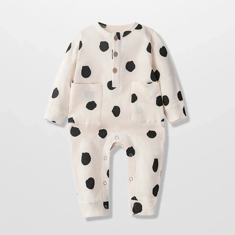 Newborn Baby Romper Heart Polka Dots Print Jumpsuit Toddler Boys Girls Long Sleeve Rompers for Spring Autumn Playsuit Good Vibrations
