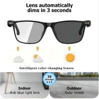 New smart glasses with auto-dimming lenses, built-in microphone and speaker, HD voice calls and HIFI sound quality. Good Vibrations