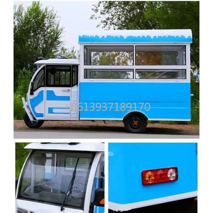 Electric Enclosed Tuk Electric Tricycle Big Space Vending Snack Food Cart Mobile Fast 3 Wheel Food Truck Tricycle Good Vibrations