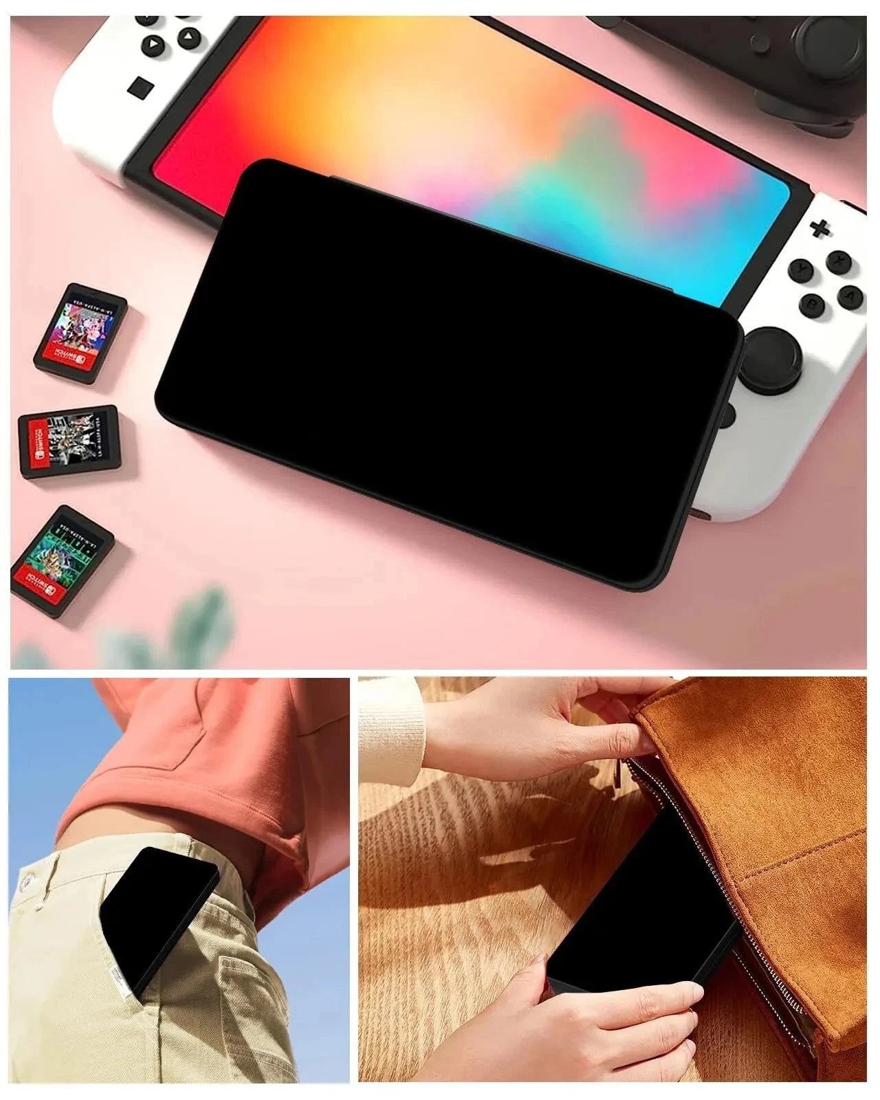 Switch Game Holder Case with 24 Cartridge Slots and 24 Micro SD Card Storage Portable Game Organizer Travel Switch Accessories Good Vibrations