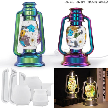 Crystal Resin Lamp DIY Mold Kit Creative Silicone for Handmade Night Lights Camping Oil Lamps Decorative Home Decor Crafts Good Vibrations