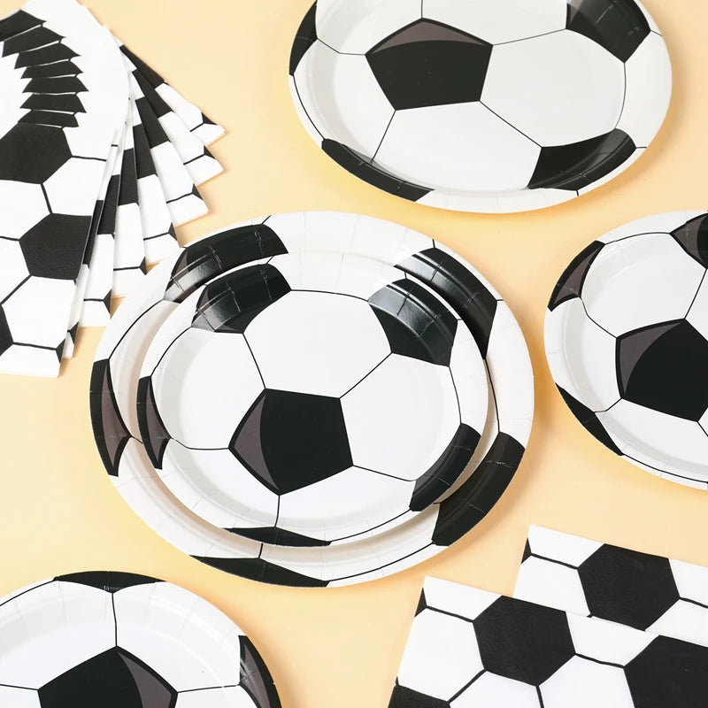Football Party Disposable Tableware Boys Kids 1st Birthday Party Decorations Sports Soccer Theme Birthday Party Supplies Decor Good Vibrations
