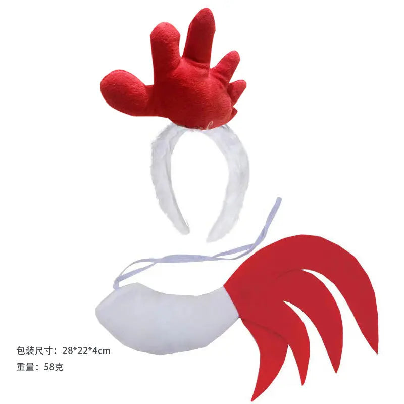 Chicken Costume Set Chicken Headband Tail Nose Gloves Tutu Skirt Socks for Women Halloween Rooster Dress up Thanksgiving Outfit Good Vibrations