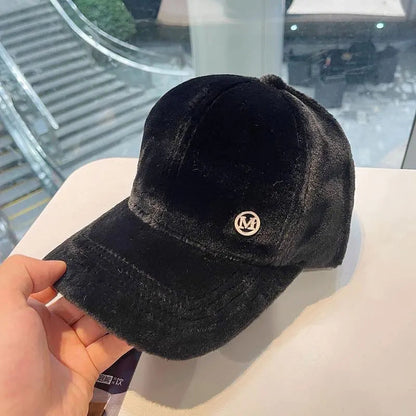 M Versatile Baseball Cap Blended Cap Brand Female Autumn And Winter All Match Plush Hat Suitable For Face Big Baseball Caps Good Vibrations