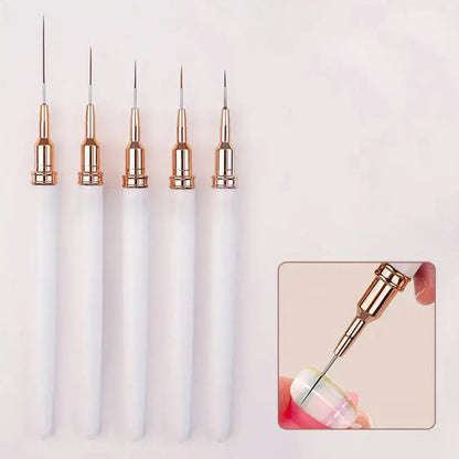 7/10/12/15/20m Pink French Nail Art Liner Painting Brush 5Pcs/set Ultra-thin Elongated Lines Nail Drawing Pen Brush DIY Manicure Good Vibrations