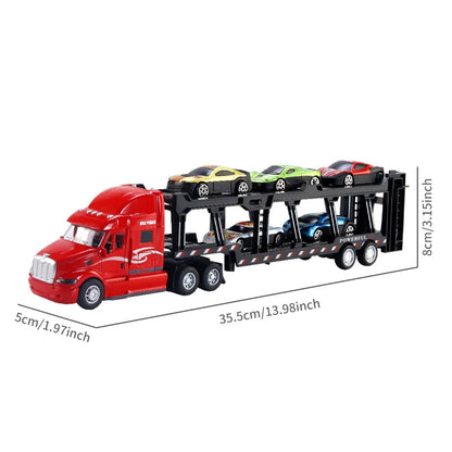 Alloy Toy Car Big Truck Container Truck Transporter Boy Model Set Christmas Halloween Gift Good Vibrations
