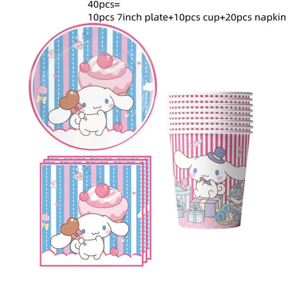 Cinnamorolls Birthday Party Decoration Tableware Set Balloons Cup Plate Banner for Kids Party Favors Baby Shower Supplies Good Vibrations
