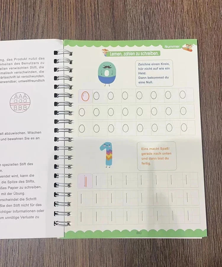 4 Books Montessori SANK English Magic Copybook Reusable Writing Practice 3D Calligraphy Book Wipe-free Education Books Good Vibrations