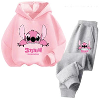 Children Hoodies Stitch Kawaii Fashion Pullover Sweatshirt Anime Trucksuit Manga Cartoons Girls Boy Kids Autumn Casual Clothes Good Vibrations