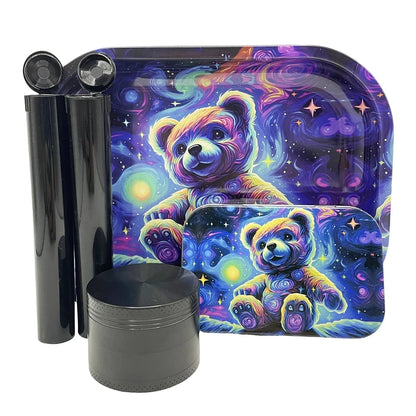 5 Packs Tobacco Metal Rolling Tray Kit 50mm Grass Grinder Crusher Smoke Herbal Set 115mm Plastic Cigar Storage Tube Container Good Vibrations Adult Super Store