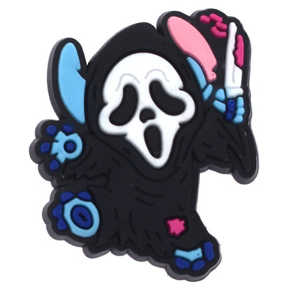 1PCS Hot Selling Ghost Series Shoe Charm PVC Sandal Accessories DIY Cartoon Skeleton Bag Wristband Decor Halloween Gifts Good Vibrations