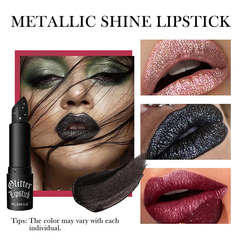 Waterproof Glitter Lipsticks Punk Style Nude Matte Not Fading Pearlescent Sexy Red Pink Velvet Lipsticks Lips Makeup Cosmetic Good Vibrations