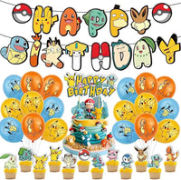 Cute Pokemon Birthday Party Decoration Sets Lightning Pikachu Balloon Kids Event Supplies Disposable Tableware Banner Backdrop Good Vibrations