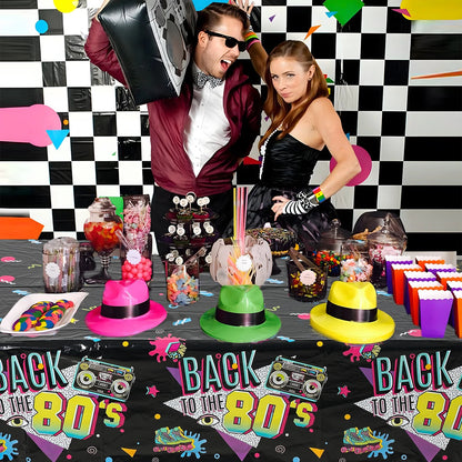 80s 90s Party Table Covers Disposable Plastic Tablecloth Back to The 80s 90s Party Supplies Decoration 80s 90s Theme Table Decor Good Vibrations