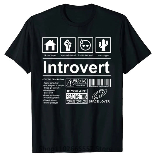 Introvert Logo T Shirt Funny Humor Introvers Joke T Shirts Summer Cotton Streetwear Humor Quotes Christmas Gifts T-shirt Good Vibrations