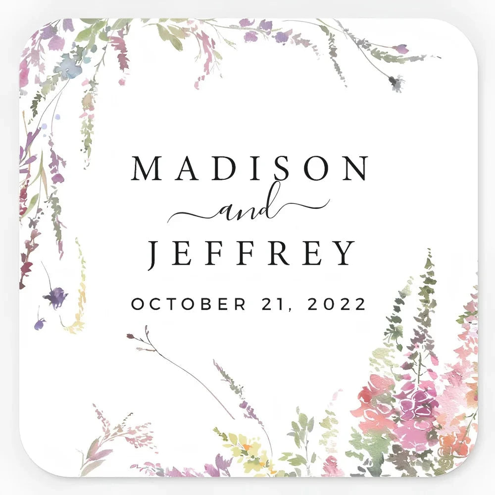 Custom Square Wedding Sticker, Personalized Wedding Stickers, Customizable Wedding Sticker, Wedding Thank You Stickers Good Vibrations