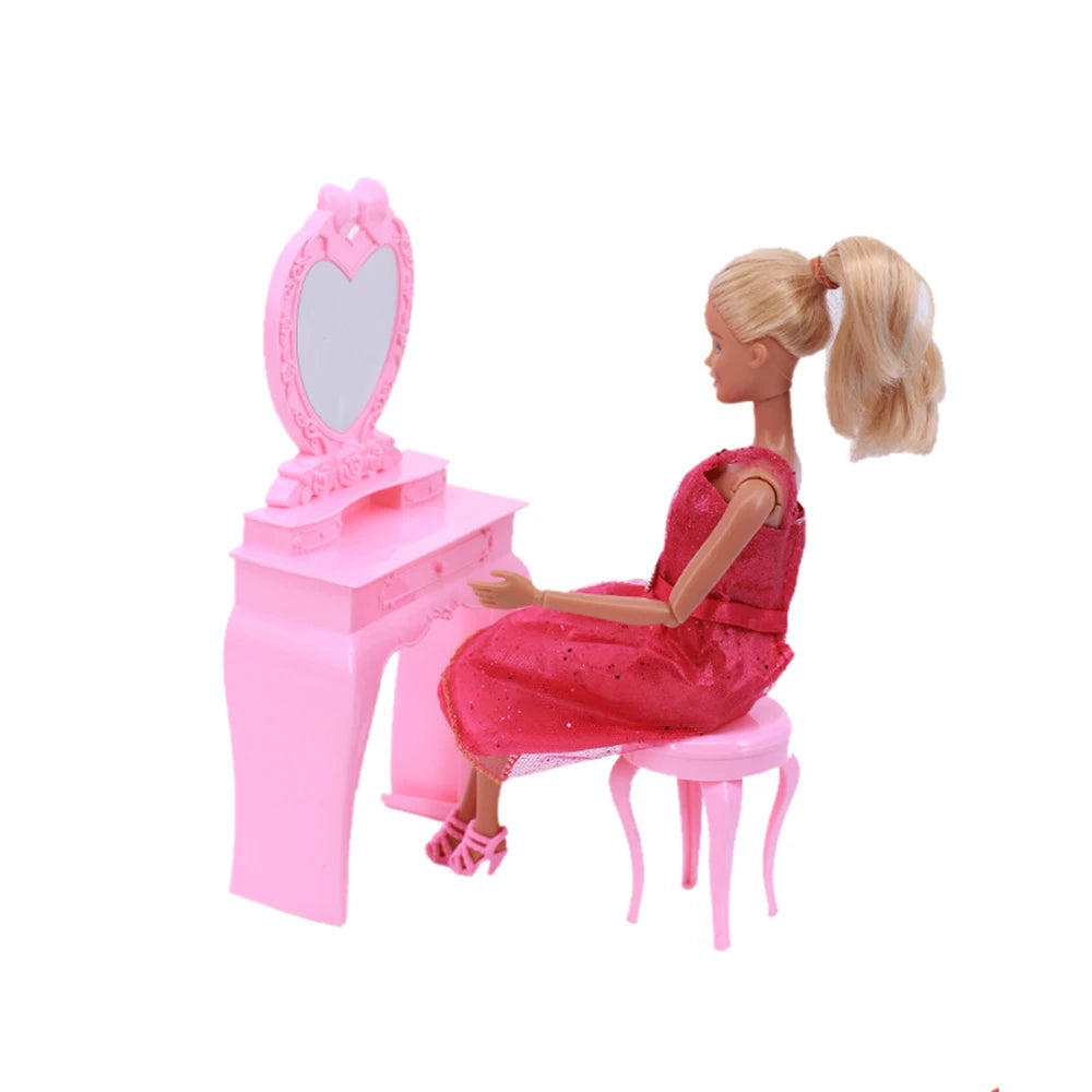 Doll House Furniture Bed Table Chair For 11.8inch 30cm Doll Plastics Cleaning Tools Accessories Mini Furniture Model Gifts Toys Good Vibrations