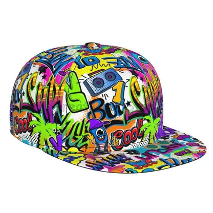Colorful Graffiti Art Print Baseball Cap Adjustable Snapback Hat for Men Women Unisex Hip Hop Caps Flat Bill Brim Hats Good Vibrations