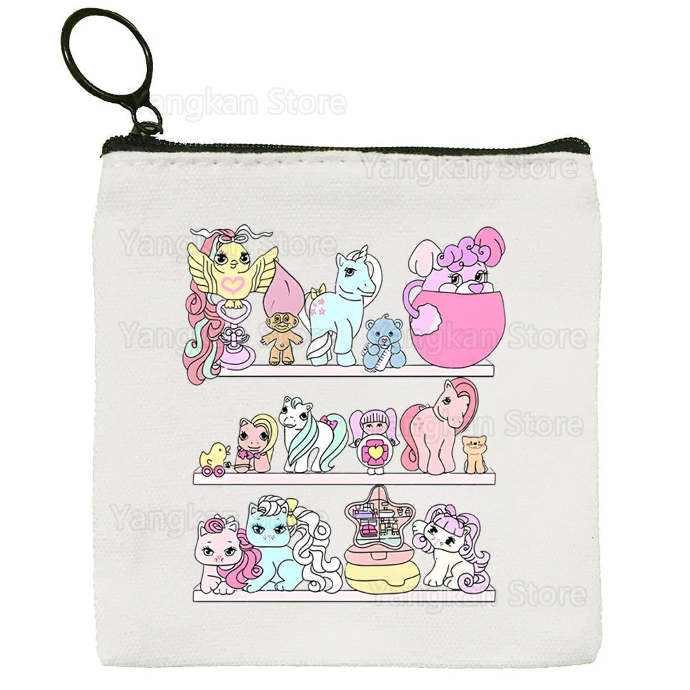 Kawaii Polly Pocket Bag Pure White Bag Handmade Cloth  Coin Purse Whiteboard Bag Handbag Good Vibrations