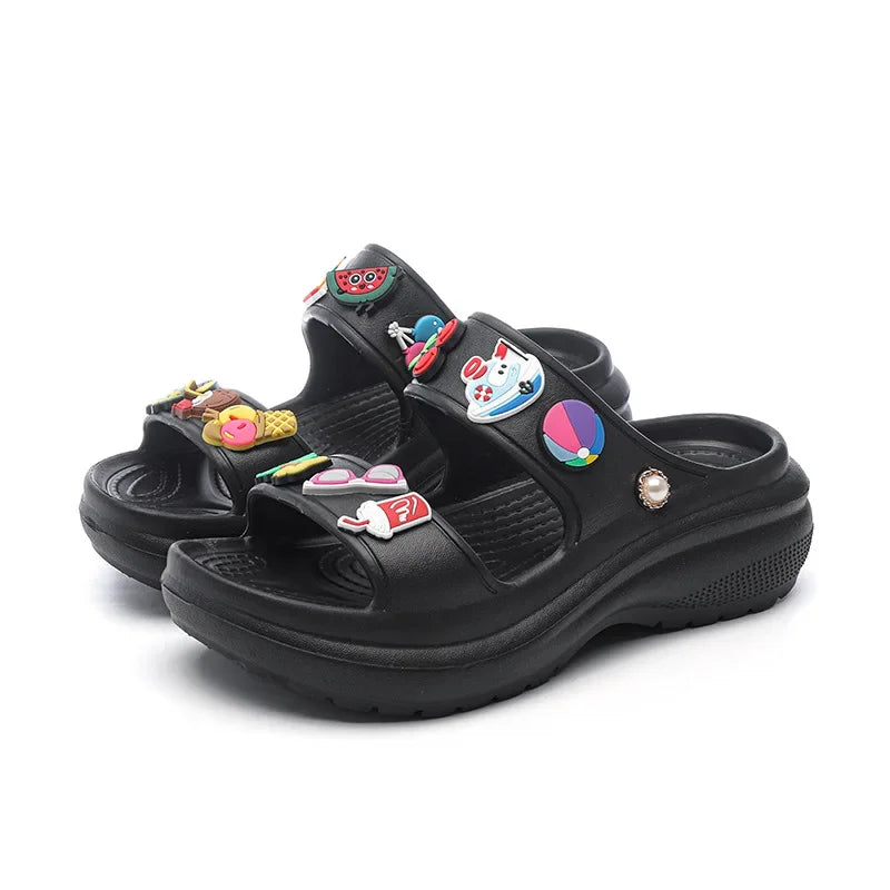 Sandals for Women 2023 Korean Wedge Platform High Heels Ladies Shoes Outdoor Beach Peep Toe Non-slip Sandalias De Mujer Good Vibrations