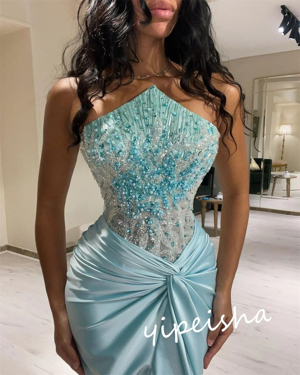 Customized Classic Modern Style Formal Evening Strapless Mermaid Beadings Bespoke Occasion  Prom Dresses Good Vibrations