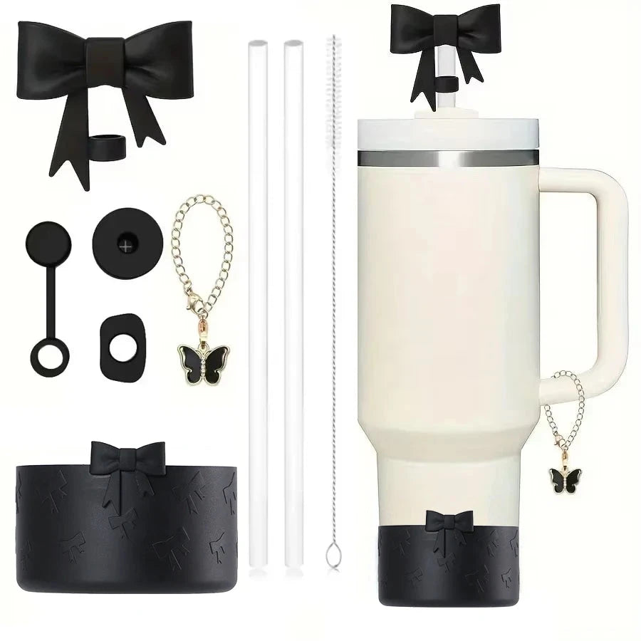 9pcs Accessories Set for Stanley Cup 30oz/40oz Spill Proof Stopper Flowers Straw Cover Silicone Boot Charm Butterfly Chain Good Vibrations Adult Super Store
