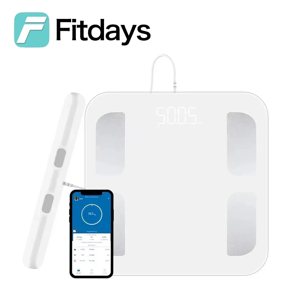Fitdays Smart 8 Electrodes Body Fat Weight Scale, Human Bioimpedance Scale, Body Composition Scale Good Vibrations