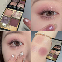 Four-color Eyeshadow Palette Low Saturation Earth Brown Rose Pearly Matte Glitter Eyeshadow Shiny Eye Shadow Lasting Eye Make Up Good Vibrations